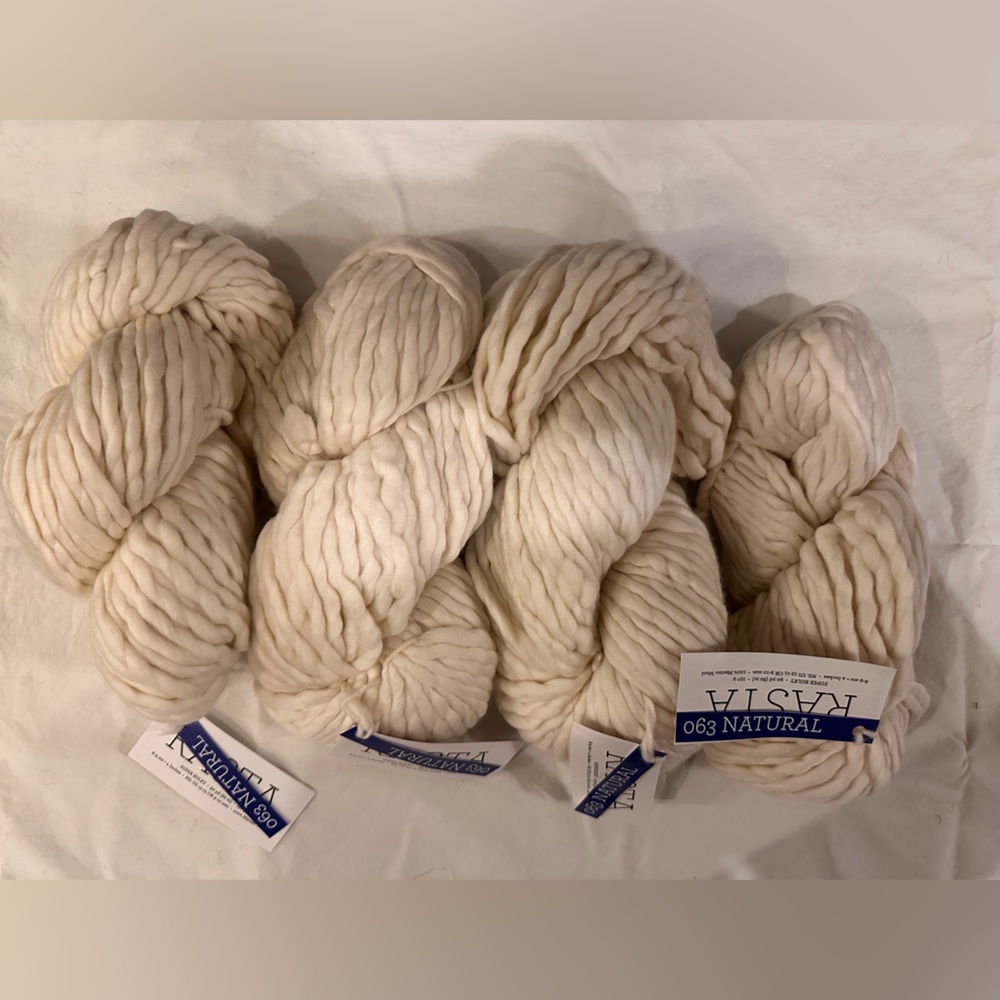 4 skeins Malabrigo Rasta merino yarn- Natural